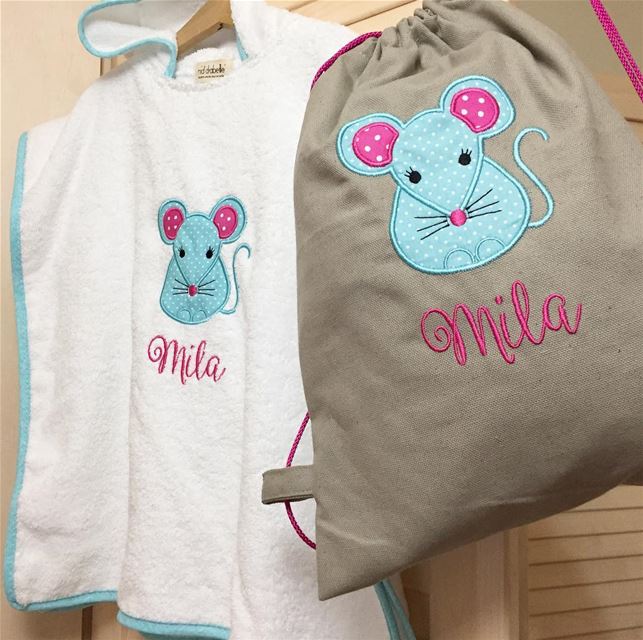 Meet our mini blue mouse 🐭set for baby Mila 💖Write it on fabric by nid d'