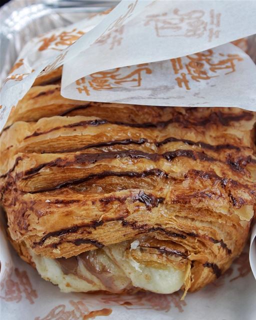 Meet the Cronefe 🥐 It's a chocolate croissant stuffed with  knefe & more ... (Beirut, Lebanon)