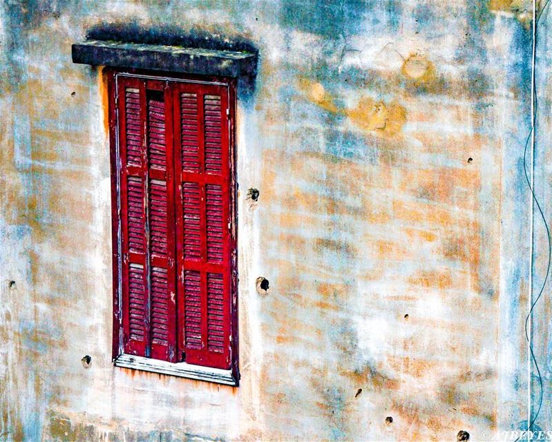 Memories.   window  redwindow  bulletmarks  war  lebanesewar  1975  old ... (Achrafieh, Lebanon)