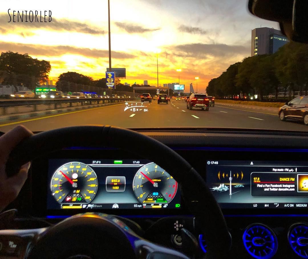 Mercedes-Benz AMG CLS 53 sunset 🌅 drive on SKR——————————————————————— @me (Grand Hyatt Dubai)
