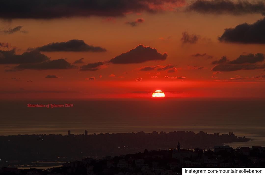 Mid January sunset over Beirut from Rayfoun! leb_sunset  sunsets ... (Rayfun, Mont-Liban, Lebanon)