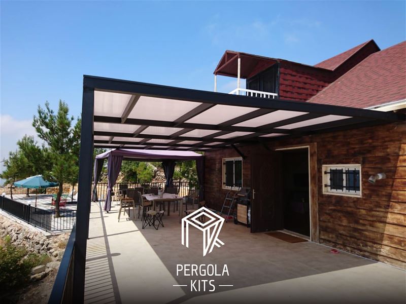 Modern Steel Pergola with Polycarbonate Roofing is just what this... (Aley)