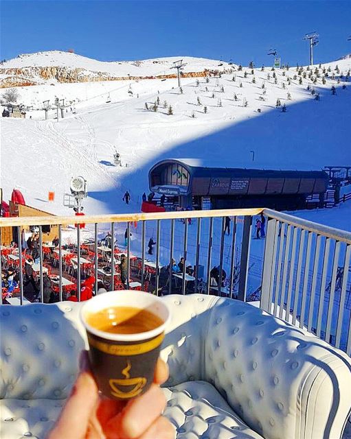 morning coffee with a stunning view ☕️🌤⛷........ turkishcoffee  ... (Zaarour Hills)