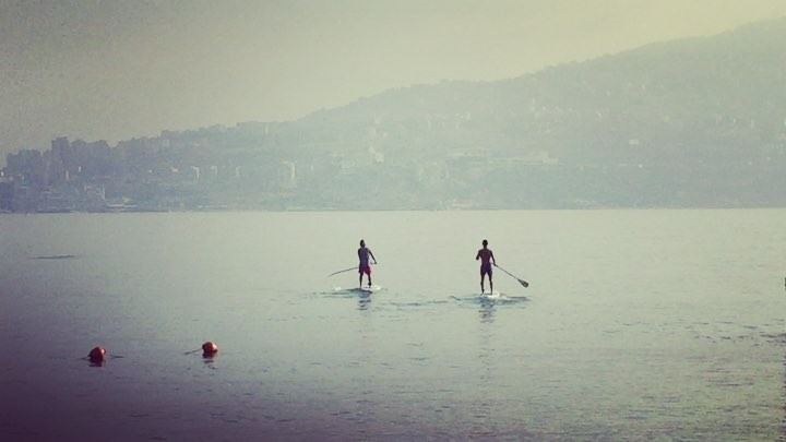 Morning paddle with @rudy.antonios and @ronyaouad7:00 A.M.Crossing the... (Surf Shack Lebanon)