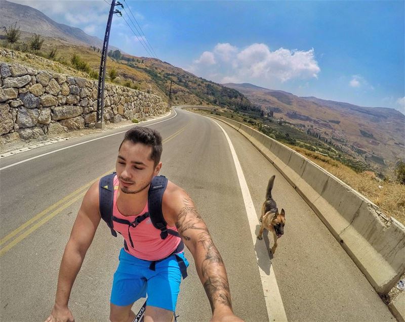 Morning ride with Logan🐶..... morning ride bicycle dogs dog biking...