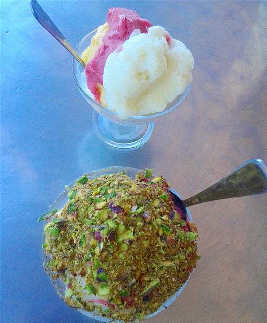 Mshakkal icecream topped with pistachio....or you prefer it without...