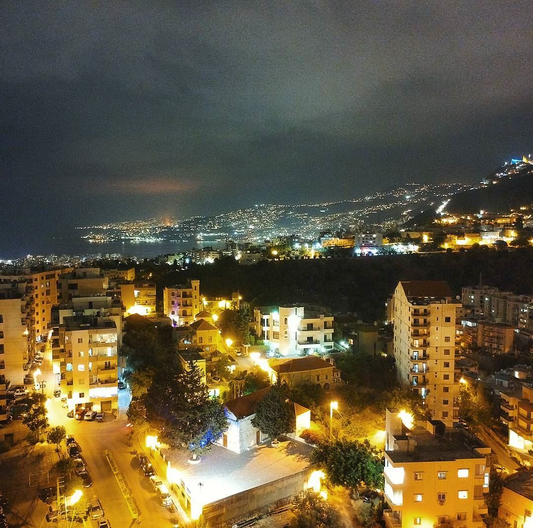 My hometown Zouk Mosbeh ❤ St Elias Church with jounieh bay in the... (Zouk Mosbeh)