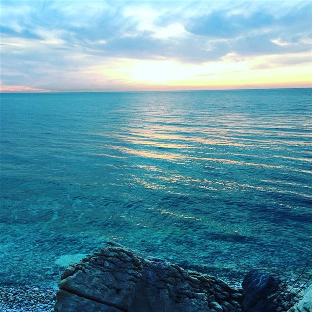  nature  deep  blue  sea  sunset  clouds  rocks  wave  North  Lebanon ...