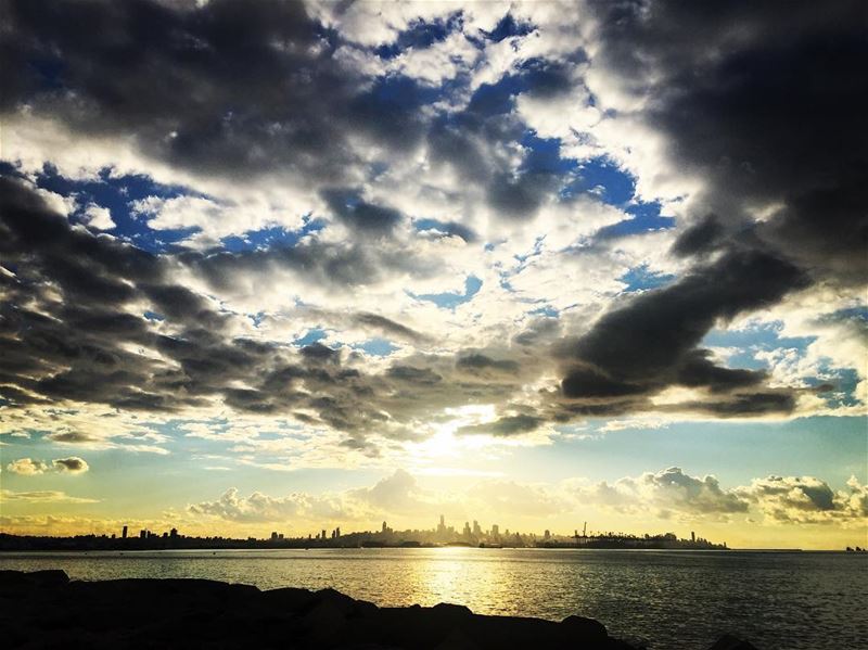  nature  sunset  view  cloudy  weather  grey  dark  clouds  sky  ocean ... (La Marina Dbayeh)