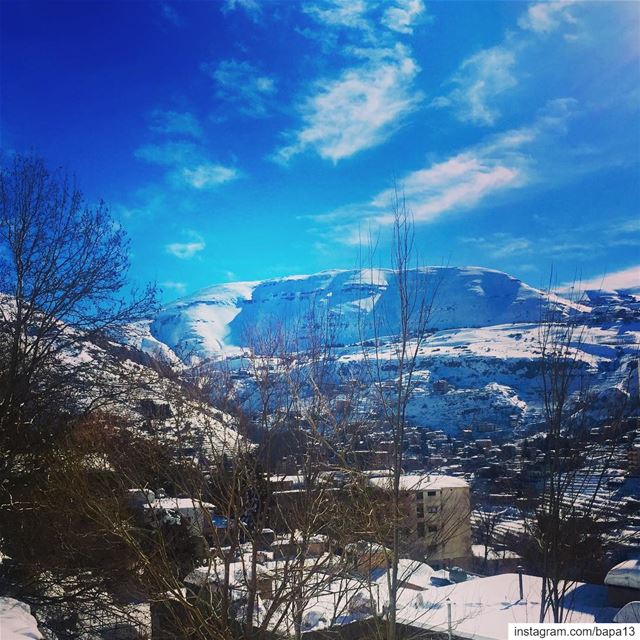  nature  white  snow  blue  sky  clouds  cold  nakedtrees  mountains ... (Faraya, Mont-Liban, Lebanon)