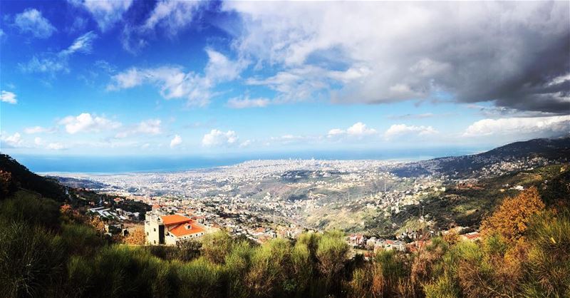  nature  winter  cold weather  blue  sky  white  grey  clouds  village ... (Mar Gerges Aley)