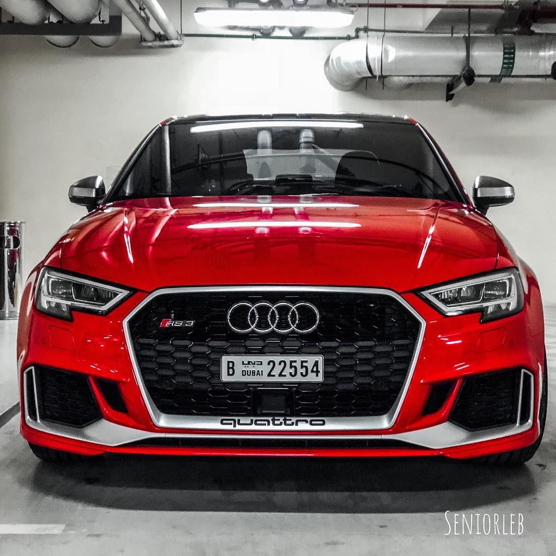 New Audi RS3 in red 🔴❗️❗️❗️ ———————————————————————  audi  audiosforedits... (Dubai, United Arab Emirates)