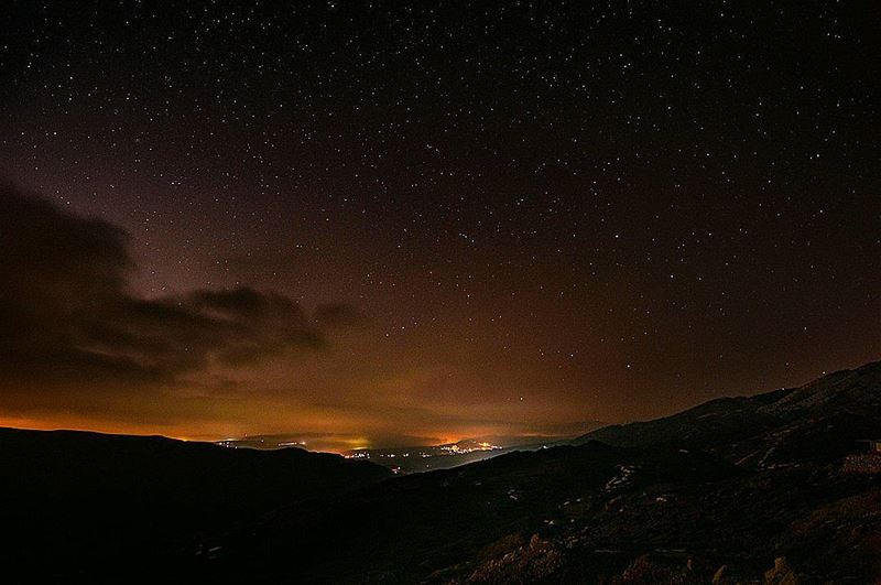 🌲🌌🌲  night nightwalk walking astrophotography lights stars clouds... (Barouk Cedar Forest)