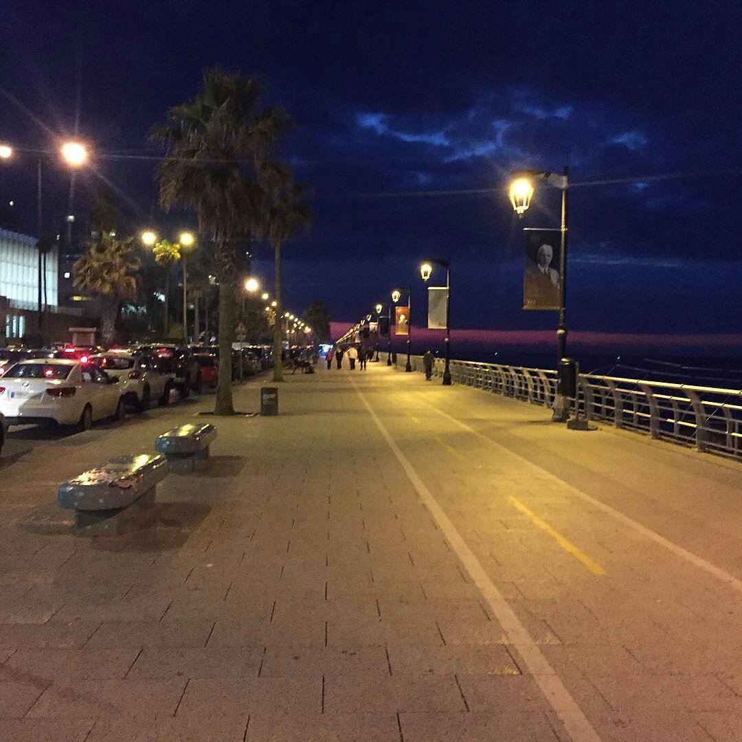 Night Walk ❤️By @followmaryouma  GoodNightBeirut  AinElMrayseh  Beirut ... (Beirut Corniche)