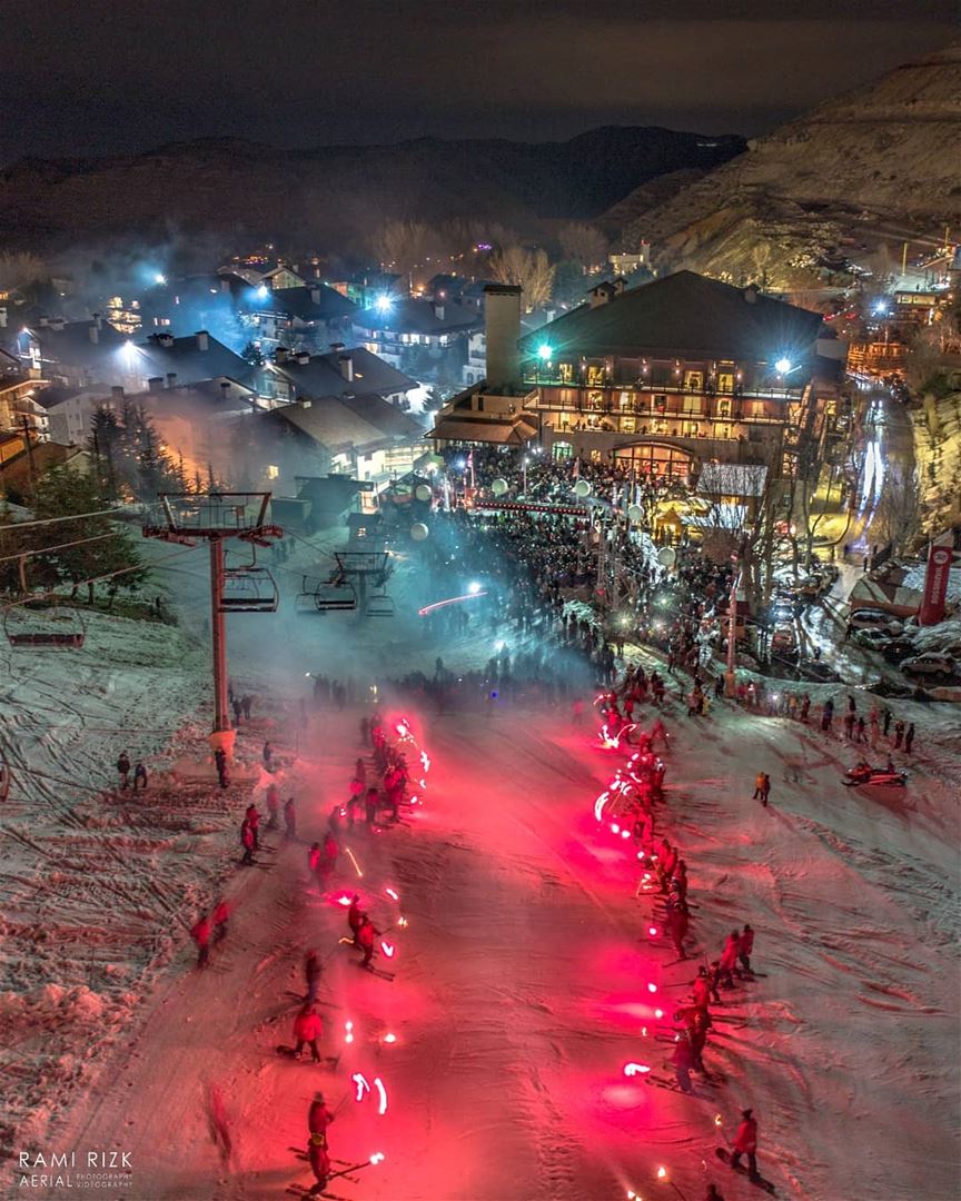Nights Like These 🔥❄️...  mzaar  kfardebian  lebanon  dji  drones ... (Mzaar Ski Resort Kfardebian)