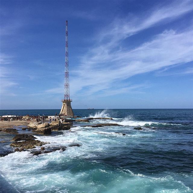  nofilter  sunday  walk  sea  blue  sky  cloudporn  nature  colors  igers ... (Beirut, Lebanon)