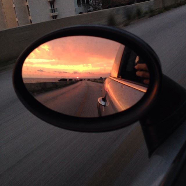  nofilter  sunset  mirror  back  beautiful  golden  colors  livelovebeirut...