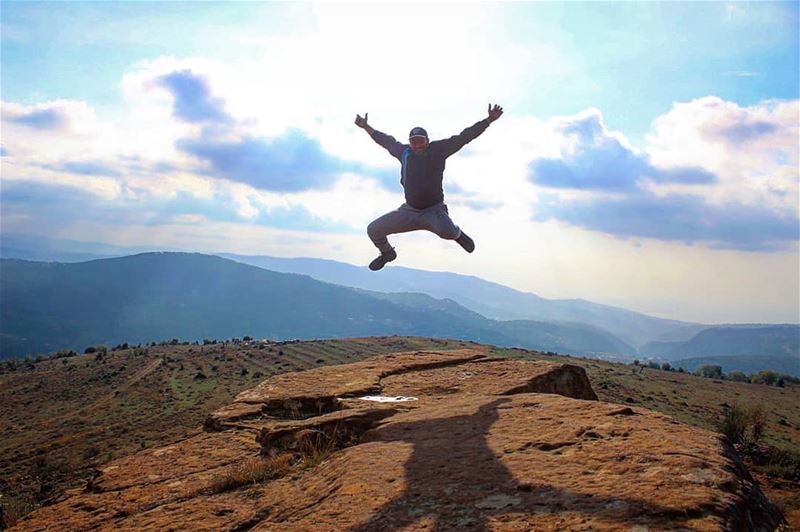 Normal people worry me  tb  hiking  jump  fly  sky  mountains  fun  nature... (Bkâatouta, Mont-Liban, Lebanon)