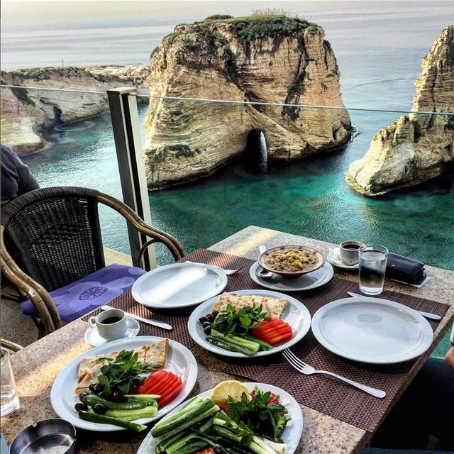 Not a half bad way to start your Saturday morning, or any morning for that... (Pigeon Rocks, Beirut)
