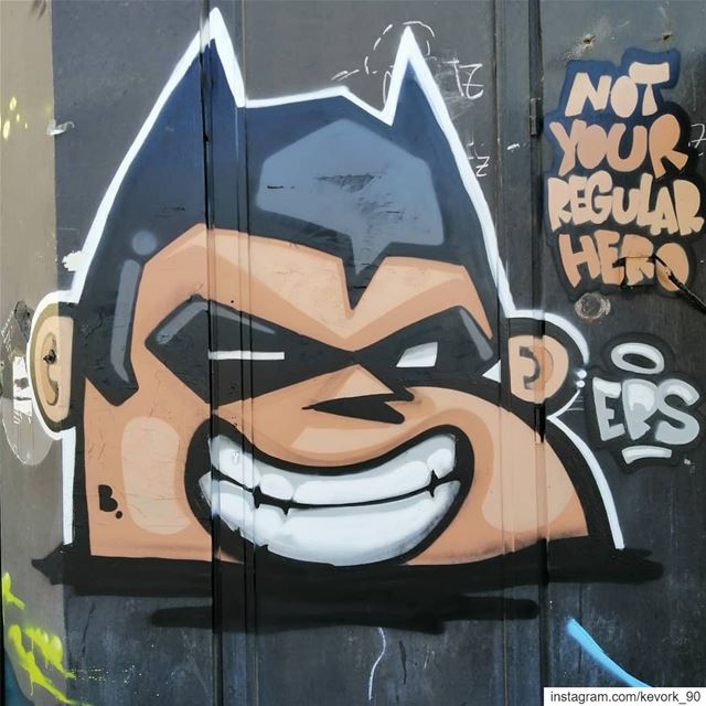 Not your regular hero... graffiti  streetartbeirut  streetart ... (Beirut, Lebanon)