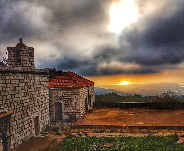 Old church and Beirut City  church  old  sunsetsky  sunset  amazing  ... (Mar Chaaya Broumana)