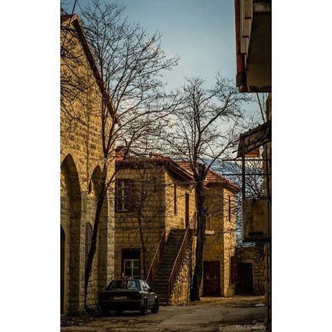  old  lebanese  town  village  alley  neighborhood  houses  brick  trees ... (Sawfar, Mont-Liban, Lebanon)
