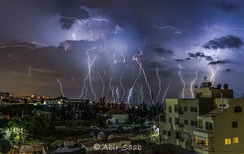 On a stormy summer night..  lebanon  zoukmikael  storm  lightning  night ... (Zouk Mikael)