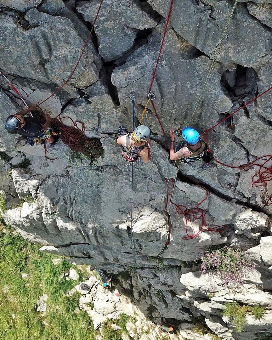 On the middle pitch, belaying from top, such a successful training just...