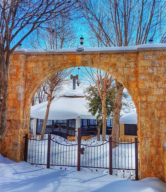 Once a restaurant  winter  snow  cold  beautiful  livelovelebanon ... (Baskinta, Lebanon)