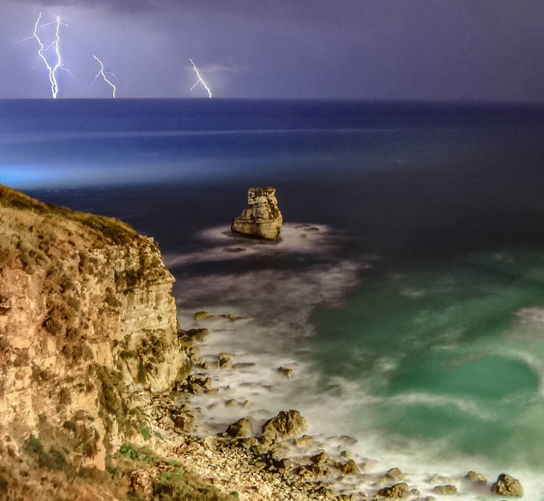 One stormy summer night at the beach lebanon  amchit  beach  lightning ... (Amchitt, Mont-Liban, Lebanon)