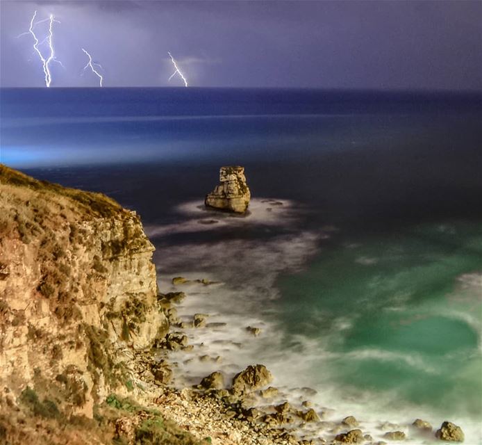 One stormy summer night at the beach lebanon  amchit  beach  lightning ... (Amchitt, Mont-Liban, Lebanon)