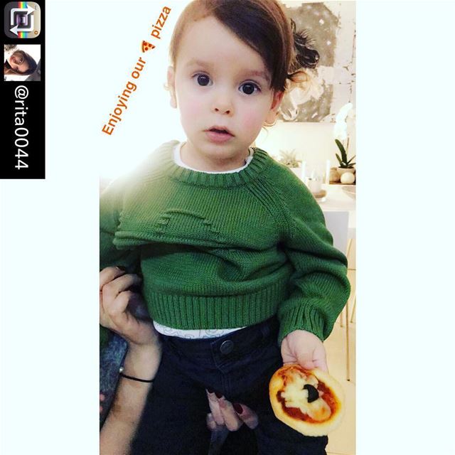 Our cute customer 😍 enjoying our pizza 🍕Repost from @rita0044 using @Rep