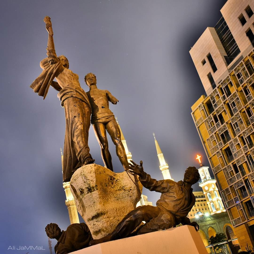 Our greatest glory is not in never falling but in rising every time we... (Martyrs' Square, Beirut)