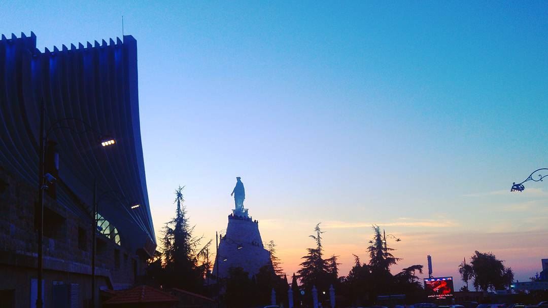 Our lady of  lebanon  sunset... virginmary  statue  church  holyplace ... (Our Lady of Lebanon)