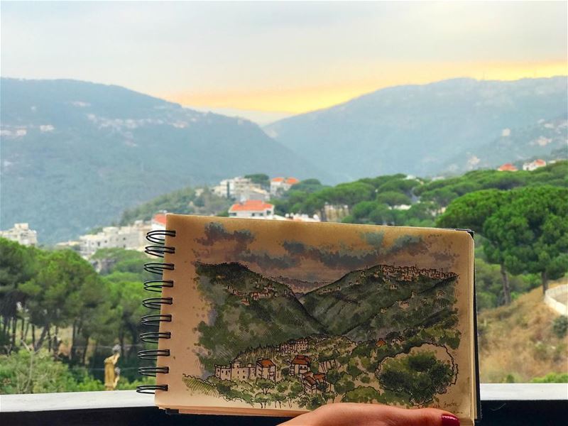 Painting perfect 🏡  drawing by @beatrixvidak  lebanon  broumana ... (Broummâna, Mont-Liban, Lebanon)