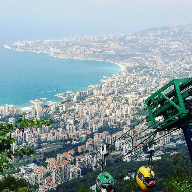 Panoramic view of the Bay Of Jounieh  from the Teleferique Aerial Cableway...