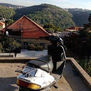 Parking spot for a bike.  parking  parkinglot  scooter  lebanon  mountain ... (Deïr El Qamar, Mont-Liban, Lebanon)
