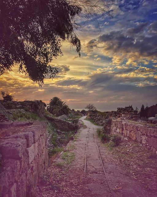 Paved roads in a remote world, dreams afloat silhouettes on sunset... (Byblos, Lebanon)
