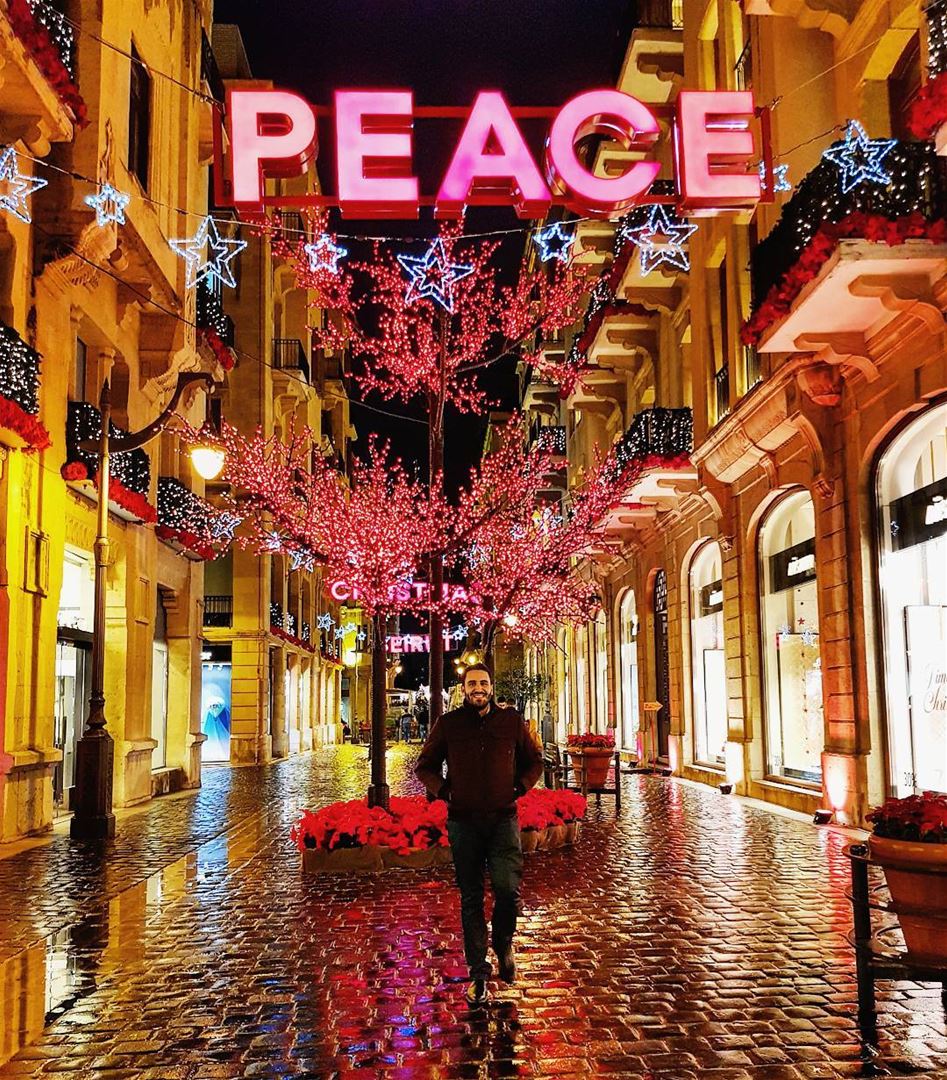 PEACE ☮----------- me  beirut  lebanon  lebanese  downtown  night ... (Downtown Beirut)