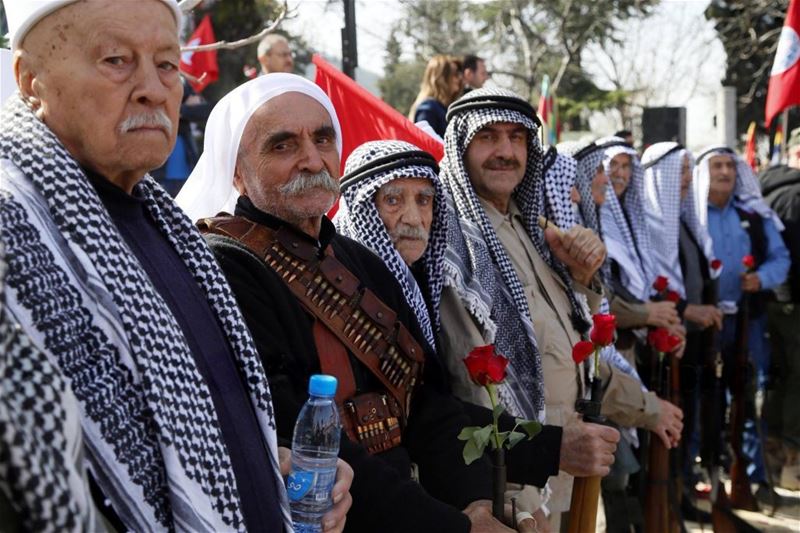 People attend a commemoration ceremony held to mark the 40th death anniversary of Kamal Jumblatt in Moukhtara. (Ratib Al Safadi / Anadolu) via pow.photos