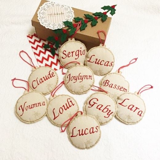 Personnalised tree ornaments 🎄Write it on fabric by nid d'abeille ...