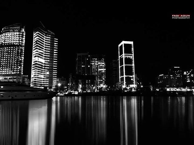  photo  fadiaoun @faaoun  beirut  lebanon  city  night  reflection  bw ...