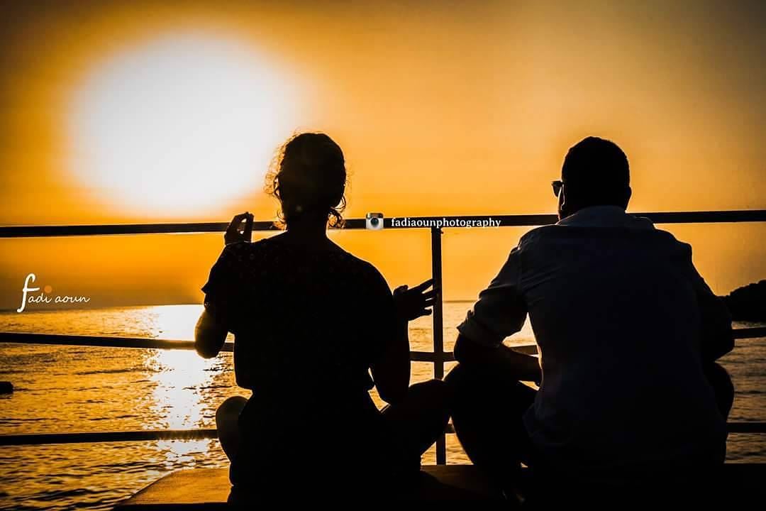  photo  fadiaounphotography  Sunset  Lebanon  silhouettes  man  woman  sea...