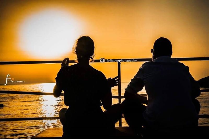  photo  fadiaounphotography  Sunset  Lebanon  silhouettes  man  woman  sea...