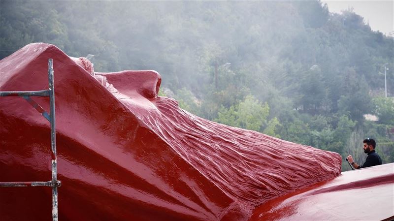 Photo Shooting session for the MASSIVE Bronze Statue of St. Sharbel (... (Aïtou, Liban-Nord, Lebanon)