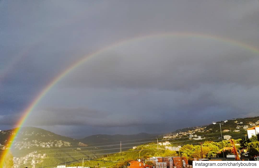  picoftheday  saturday  rainbow  rain  view  nature  naturephotography ... (Jamhoûr, Mont-Liban, Lebanon)