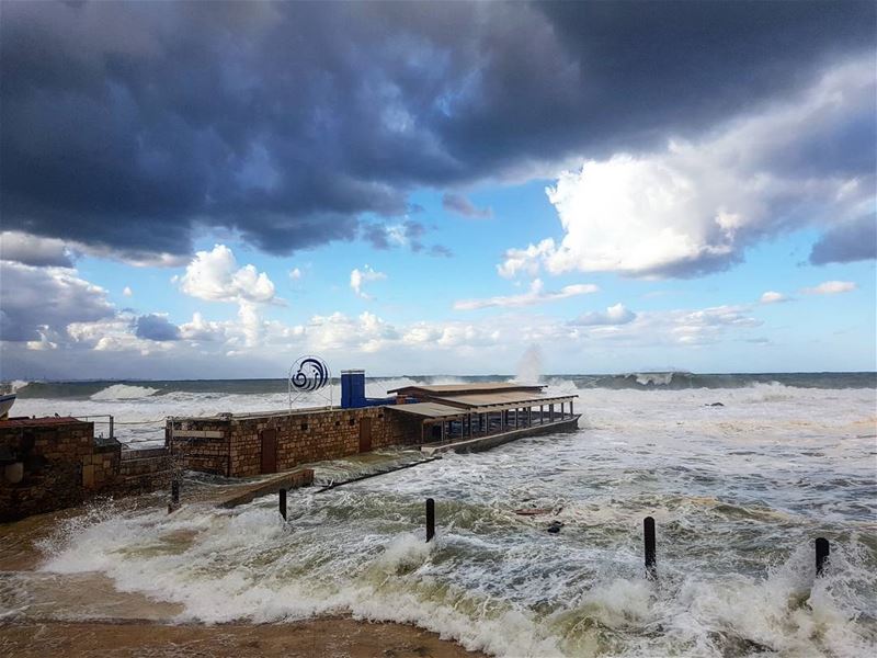 Rage on🌊... livelovebyblos livelovebeirut bylos lebanon storm sea... (Al Azrak-Jbeil)