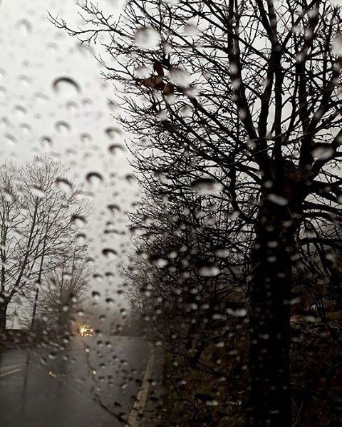 rain  raindrops  glass  lebanon  sawfar  trees  road  photooftheday ...