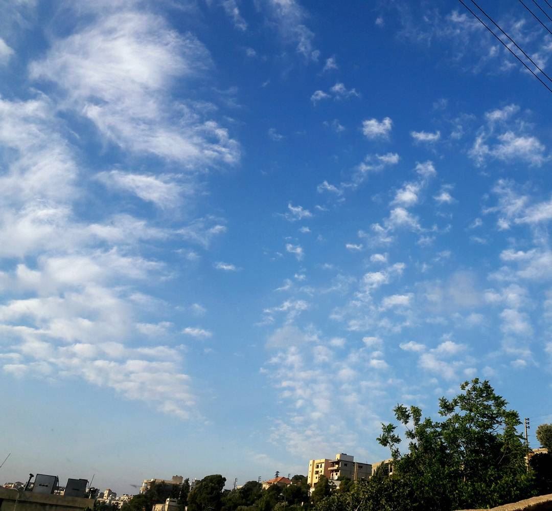Random  clouds  spreaded  scattered  Beautiful  Nature  beauty ... (Al Khiyam, Al Janub, Lebanon)
