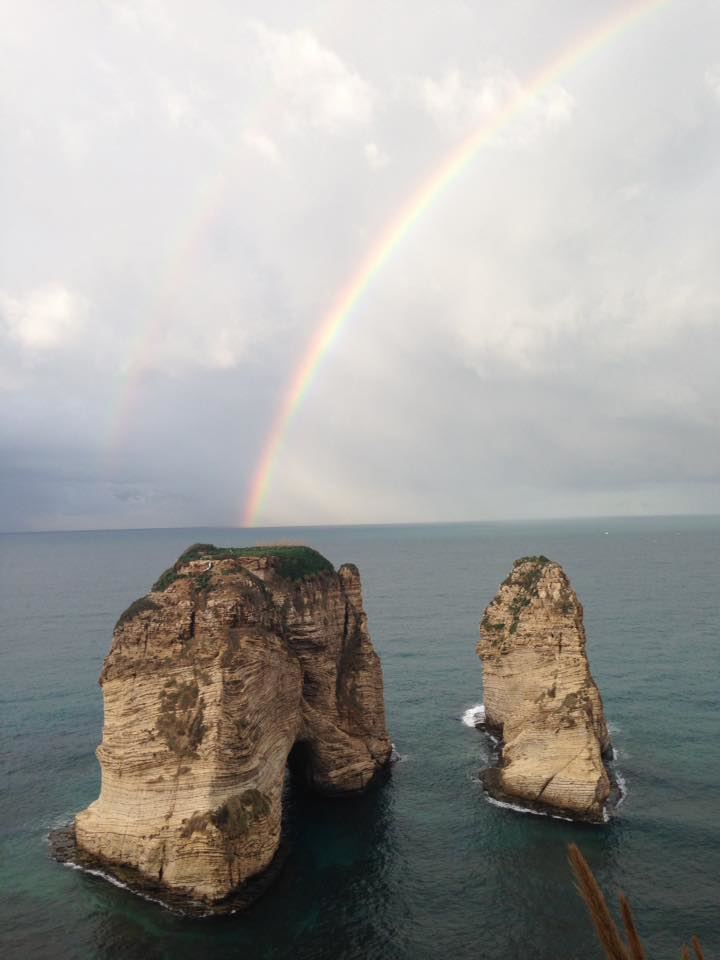 Raouche with Rainbow by Soha Aboulhosn Aridi‎ / Facebook